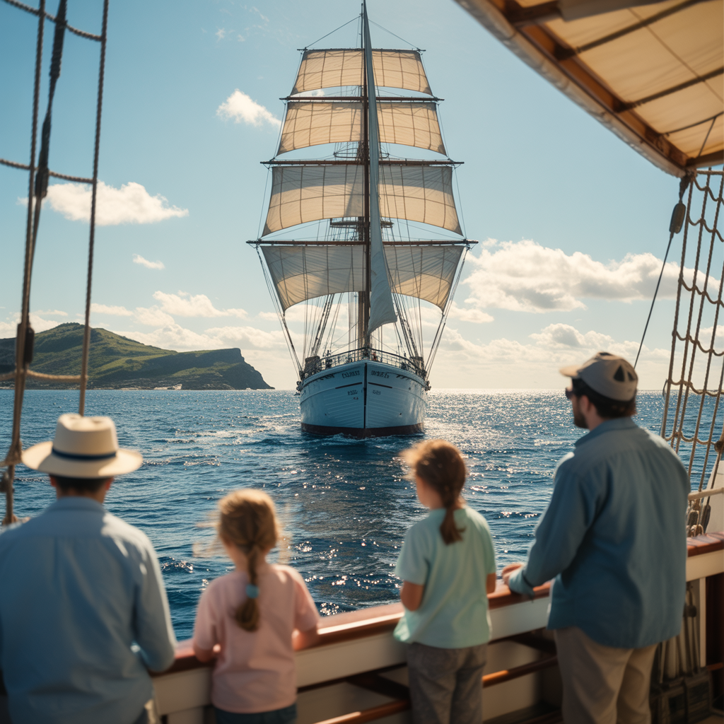 Magnifique voilier Star Clippers en pleine mer, idéal pour les familles et voyageurs solo.