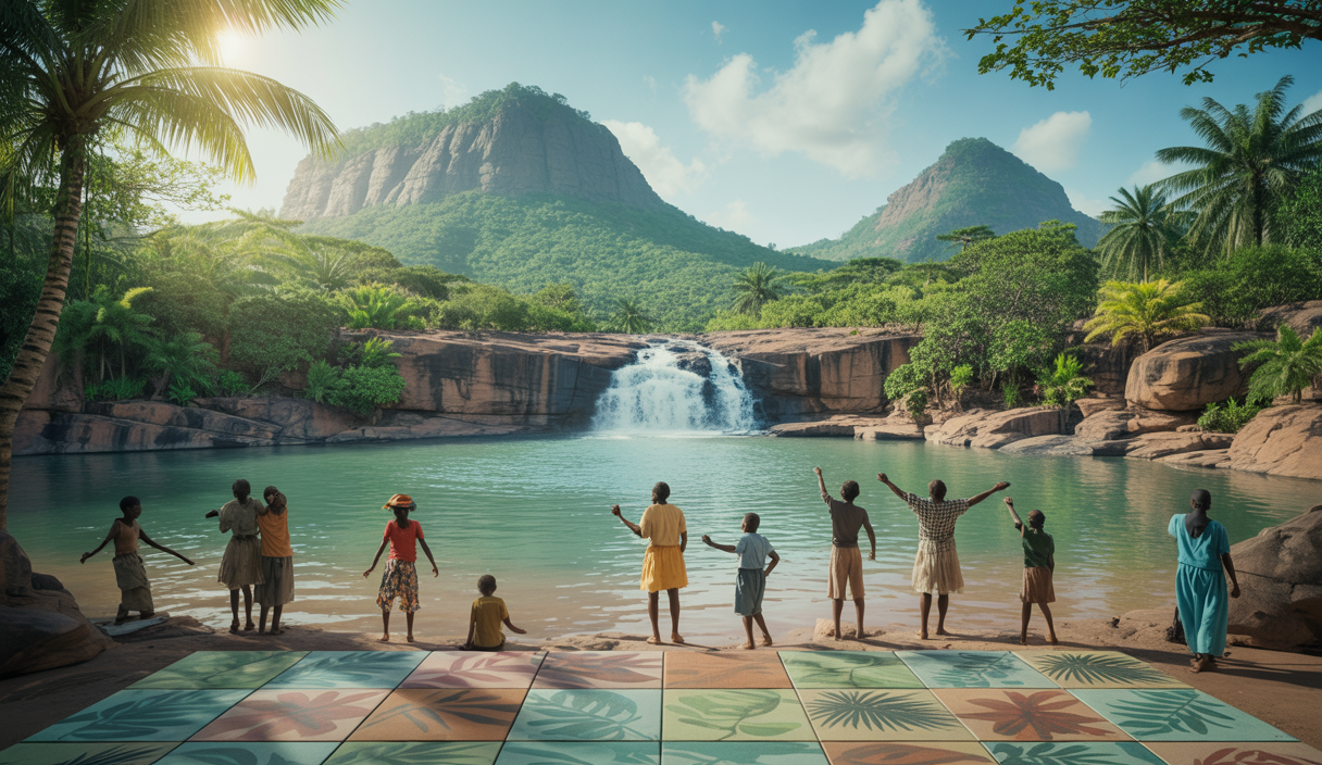 Paysage pittoresque de la Guinée mettant en valeur sa beauté naturelle et culturelle.