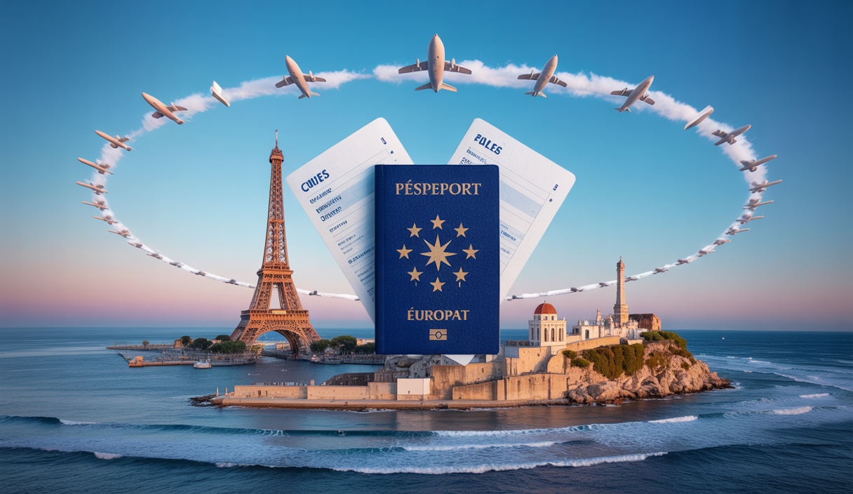 Illustration vibrante de l'adhésion de Chypre à l'espace Schengen