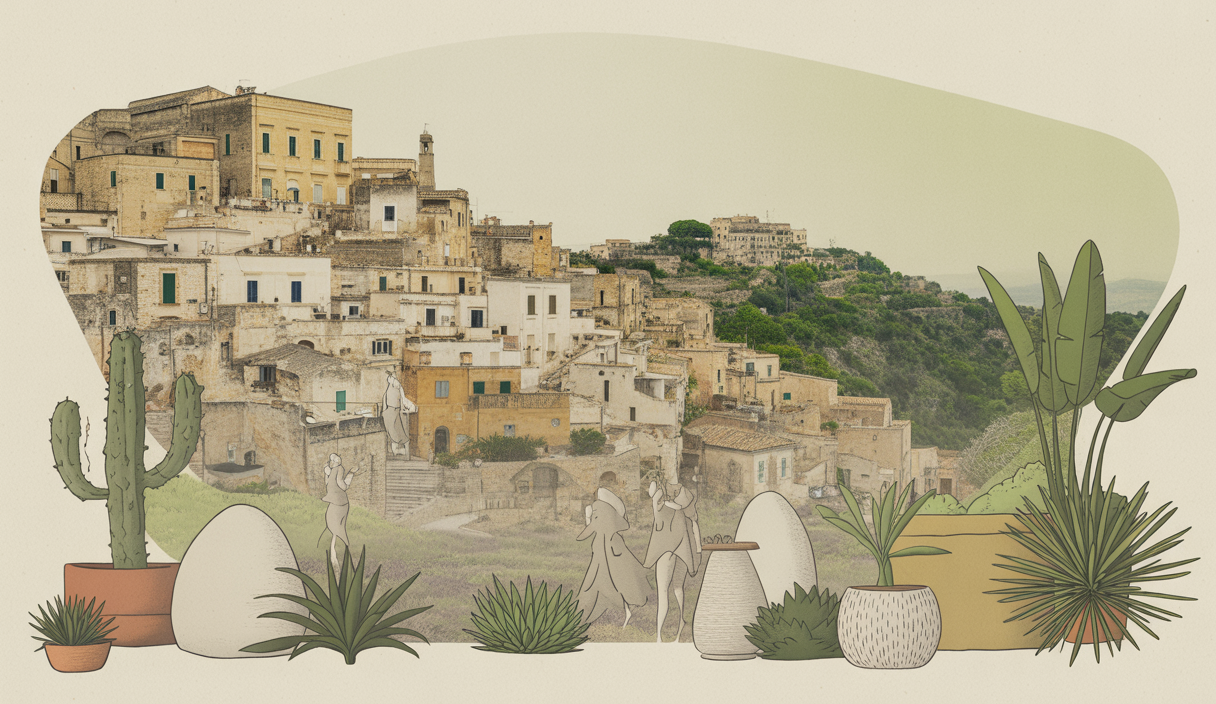Paysage de la Basilicate avec Sassi di Matera et nature environnante