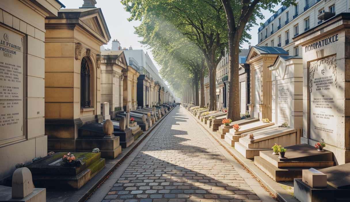 Une vue captivante des cimetières emblématiques de France révélant une architecture funéraire unique.