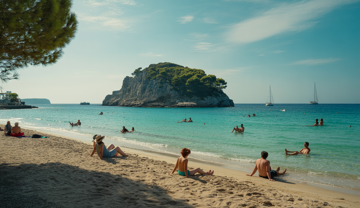 Vue idyllique de Minorque, île préservée des Baléares, mettant en valeur sa nature luxuriante et ses plages secrètes.