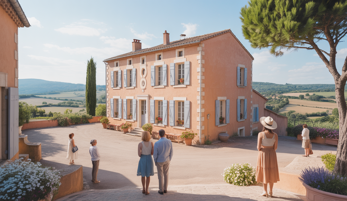 Vue détaillée de l'Hôtel Particulier de Tingry à Ménerbes, mettant en valeur son architecture historique.