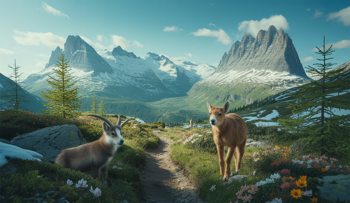 Paysage majestueux du Pays des Écrins avec montagnes et flore