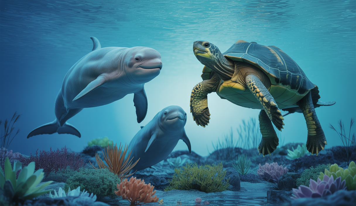 Rencontre harmonieuse avec dauphins et tortues dans leur habitat naturel