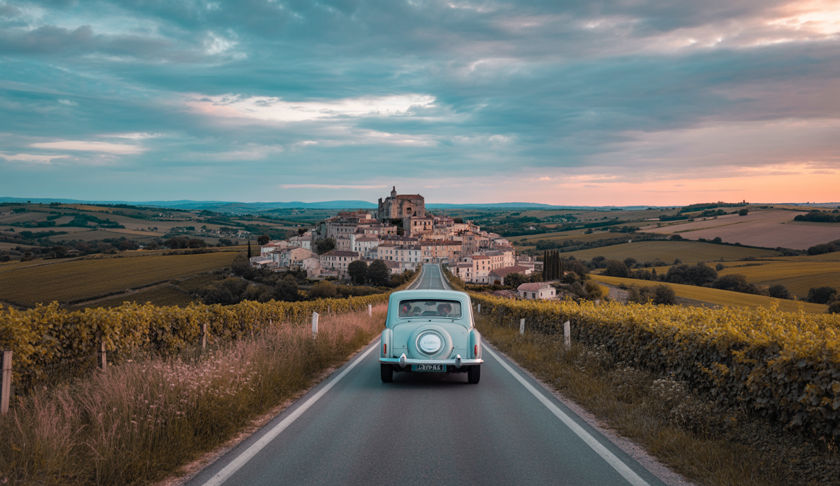 Voyage en France en voiture sur des routes pittoresques