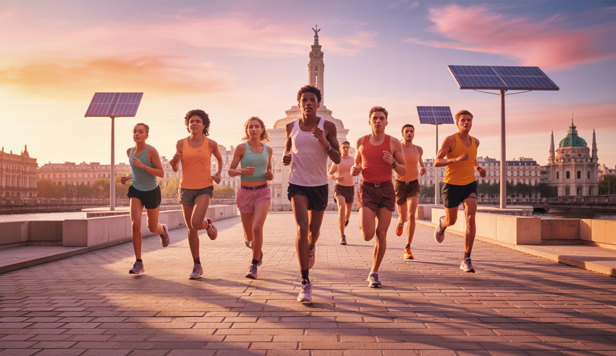 Personnes courant en découvrant une ville, symbolisant le run-tourisme en 2025.