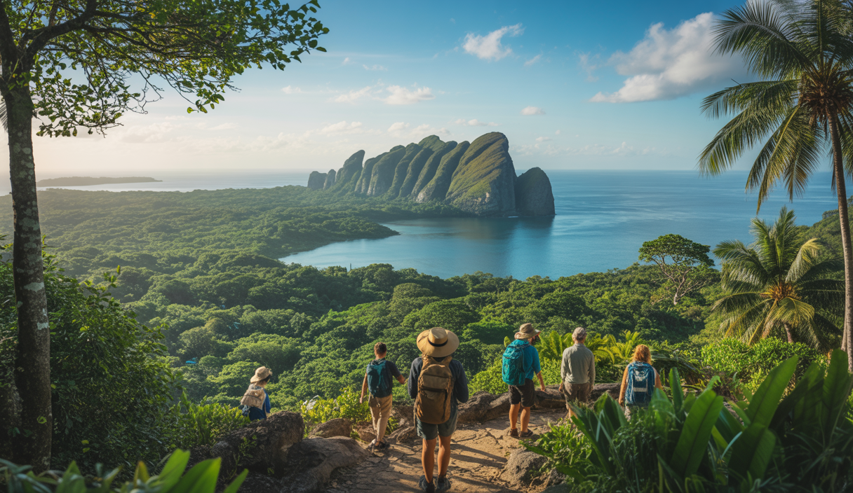 Panorama vibrant de Tropical North Queensland, combinant jungle luxuriante et vues sur la Grande Barrière de Corail
