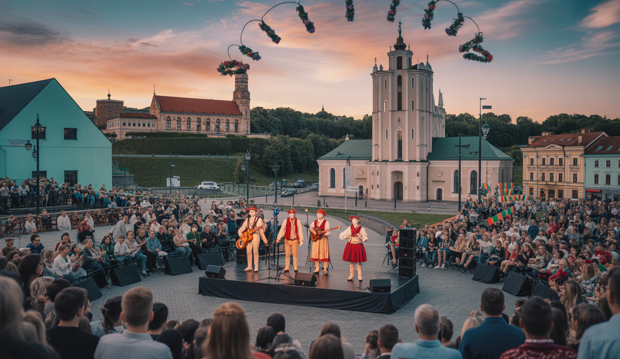Vue en été 2025 de Vilnius animée par des festivals et événements culturels
