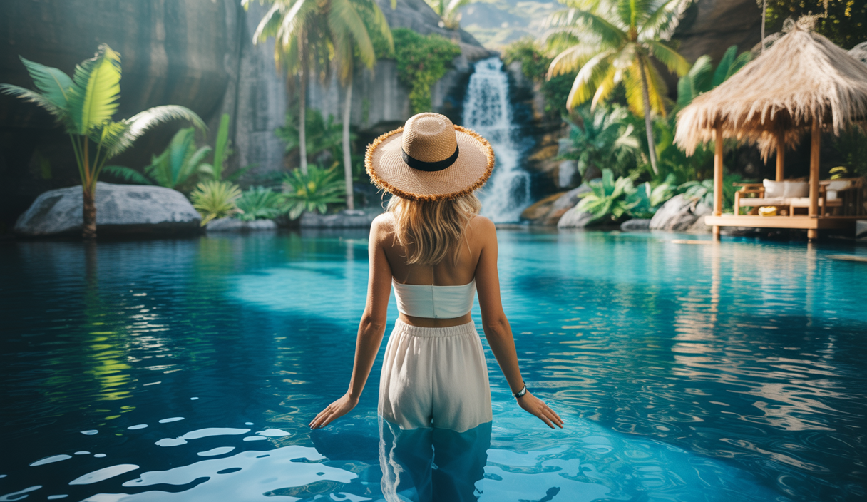 Image d'un voyageur explorant un paysage exotique en 2025