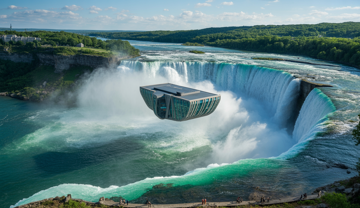 Visite immersive et spectaculaire des chutes du Niagara sous forme de théâtre volant.