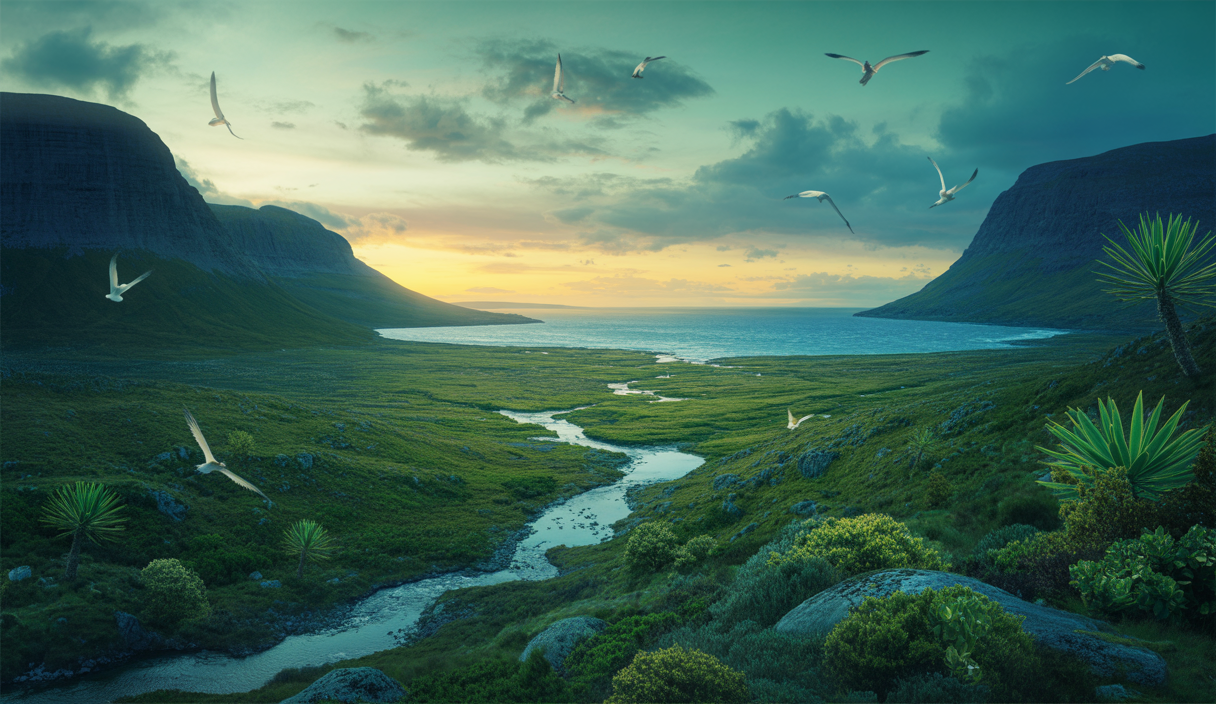 Paysage naturel enchanteur sous un ciel aux couleurs vives