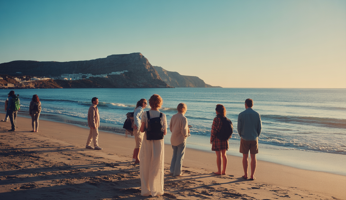 Vue imprenable sur une plage paradisiaque de Sardaigne, accentuée par un coucher de soleil vibrant.