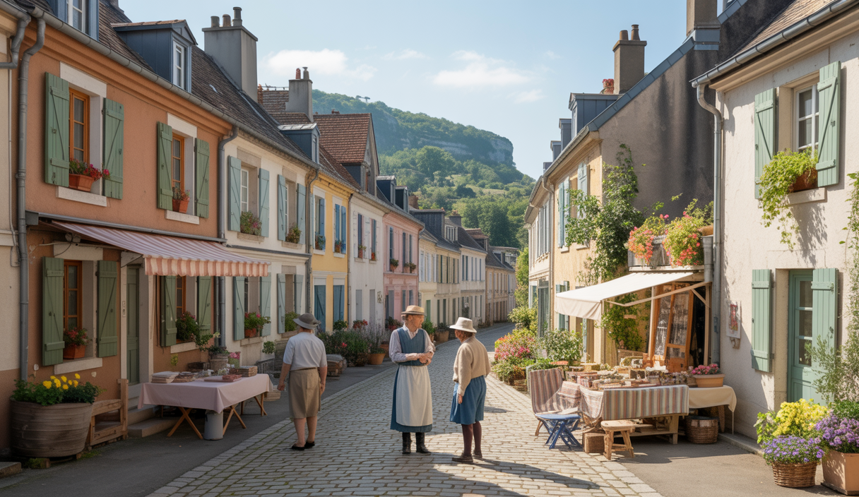 Scène pittoresque de village français authentique